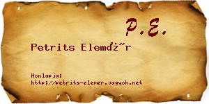 Petrits Elemér névjegykártya